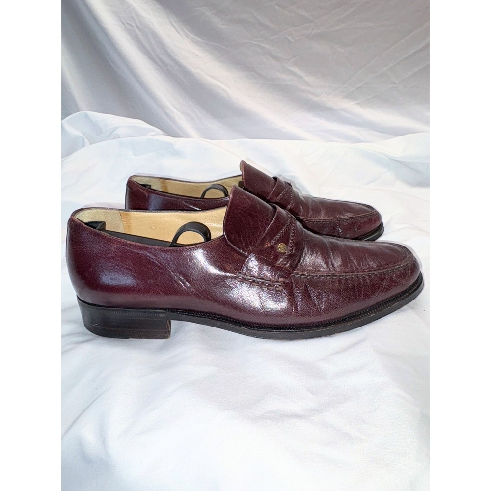 Vintage Moreschi Shoes Men's 7 Italy Dress Brown Leather Penny Loafers Slip On